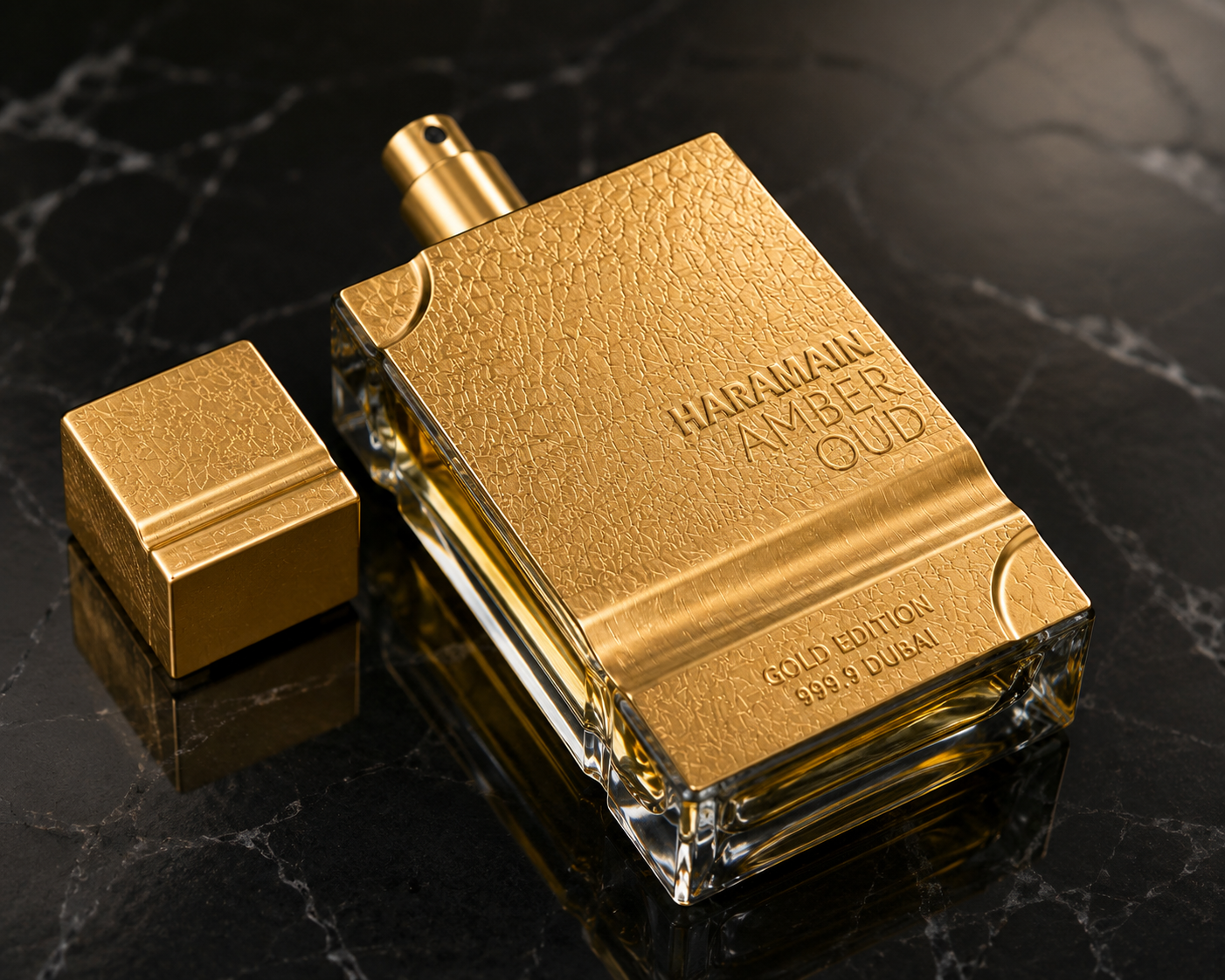 Al Haramain Amber Oud Gold Edition 999.9 Dubai Extrait de Parfum + Refillable Atomiser
